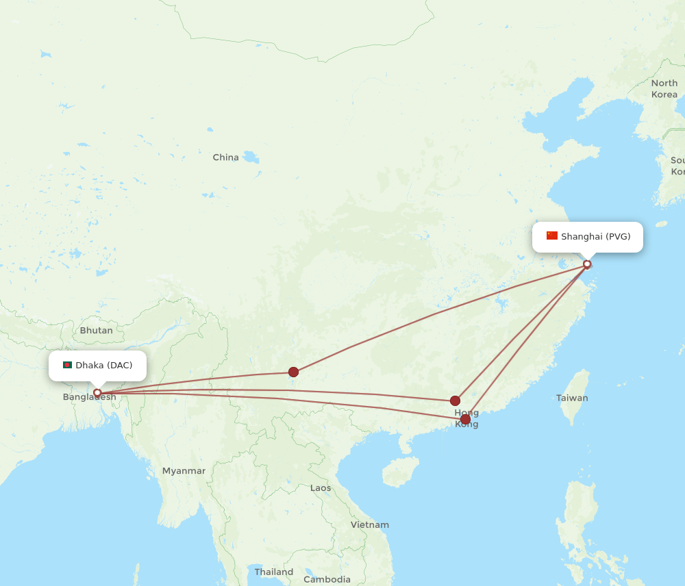 PVG-DAC flight routes