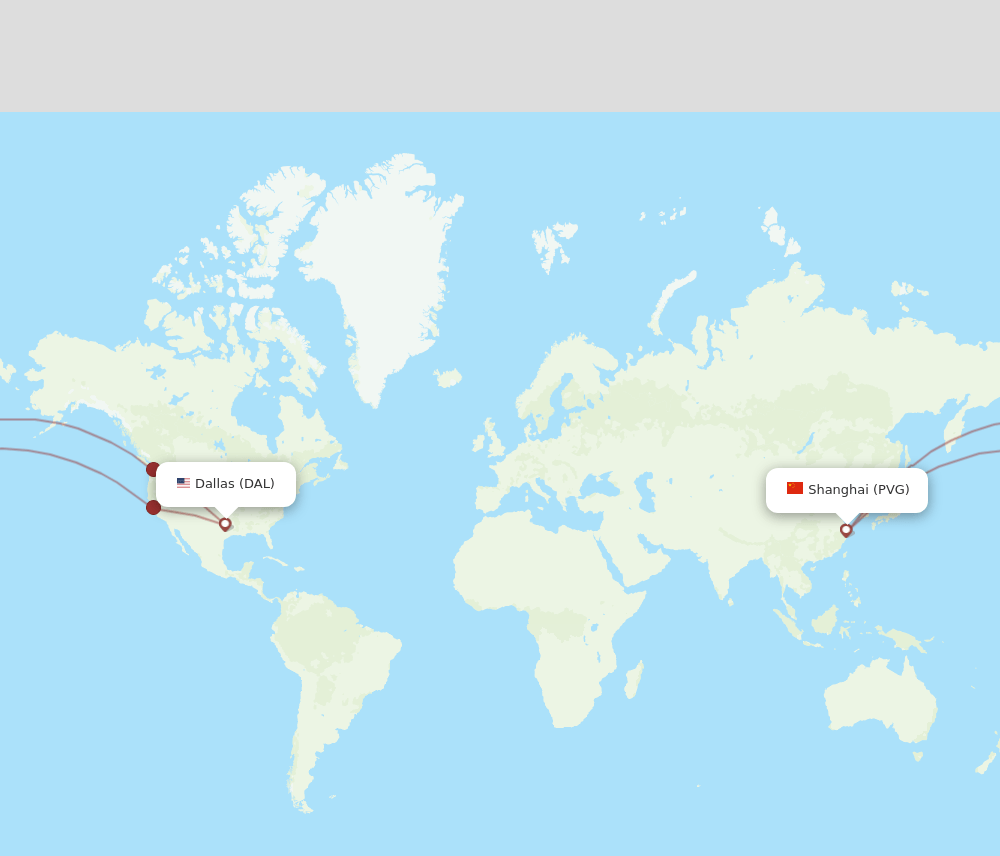 PVG to DAL flights and routes map