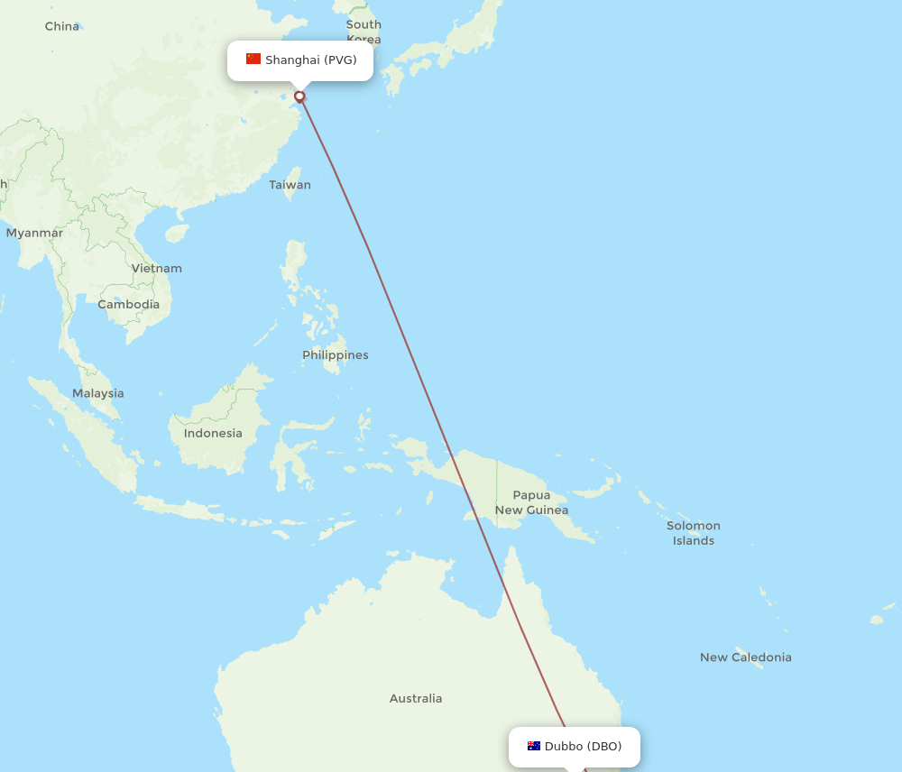 PVG-DBO flight routes
