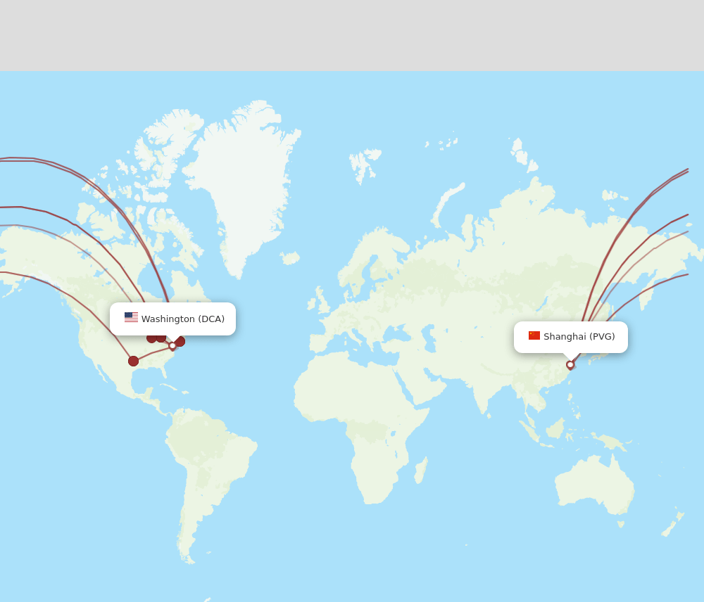 PVG-DCA flight routes