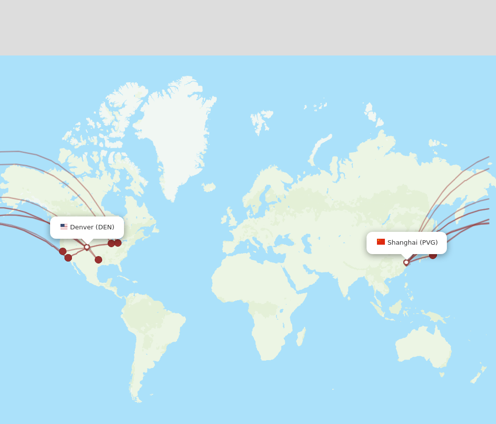 PVG to DEN flights and routes map