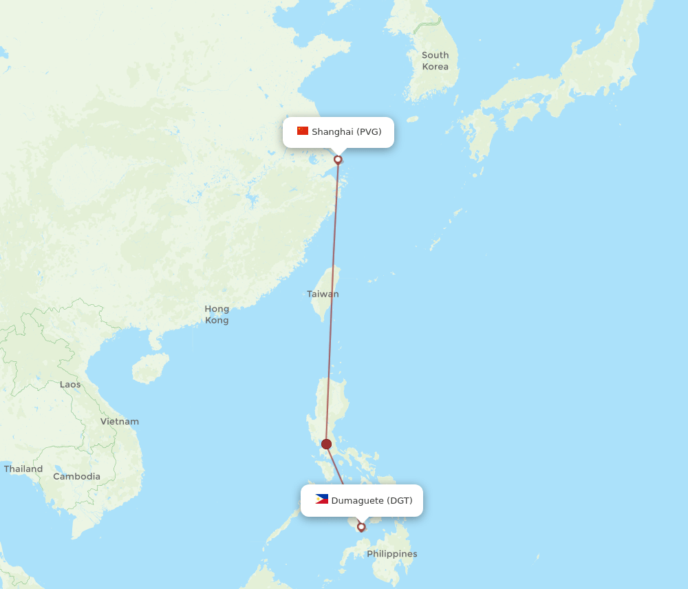 PVG-DGT flight routes