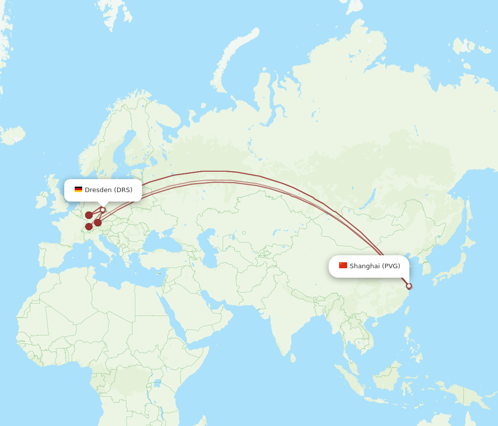 PVG-DRS flight routes