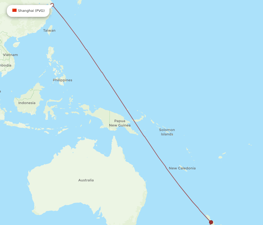 PVG-DUD flight routes