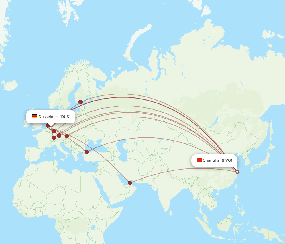 PVG-DUS flight routes