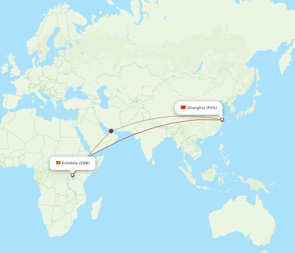 PVG-EBB flight routes