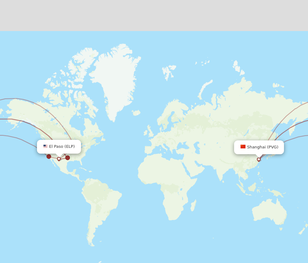 PVG-ELP flight routes