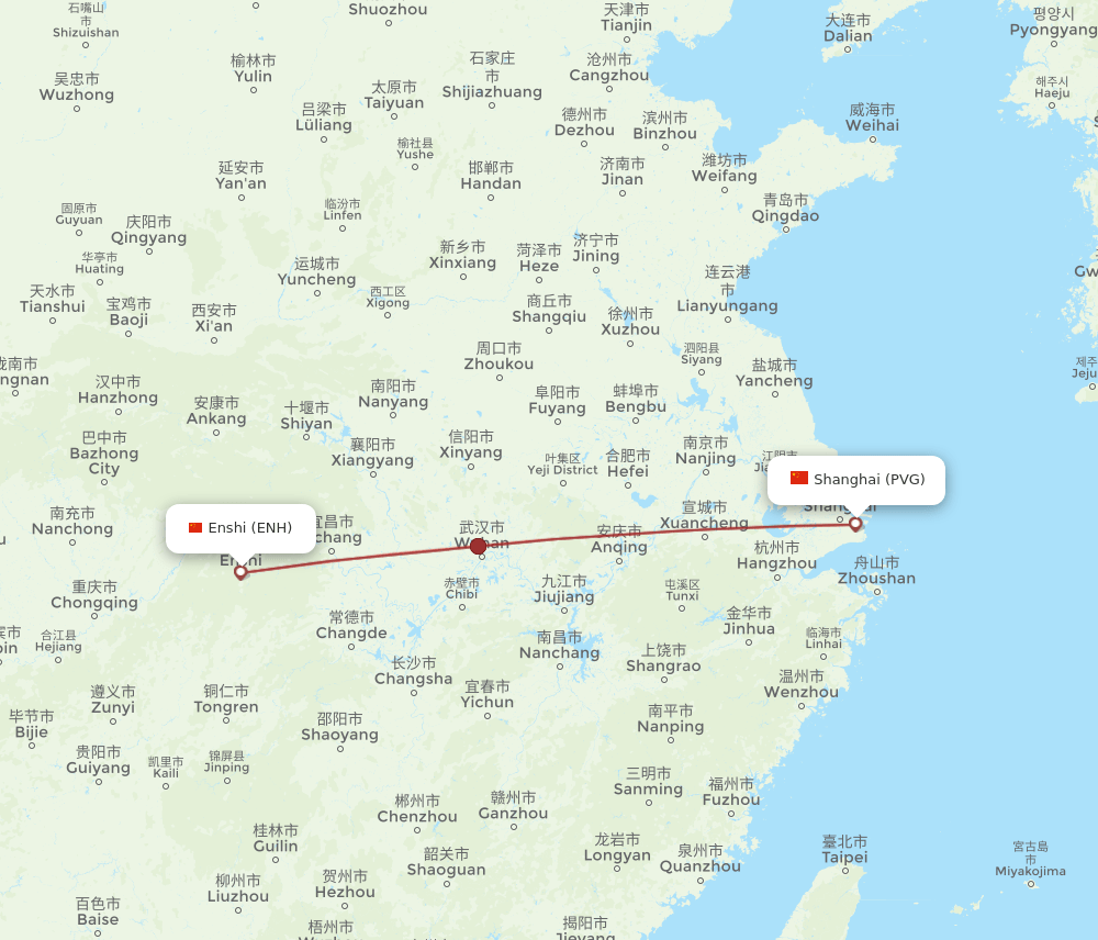 PVG to ENH flights and routes map