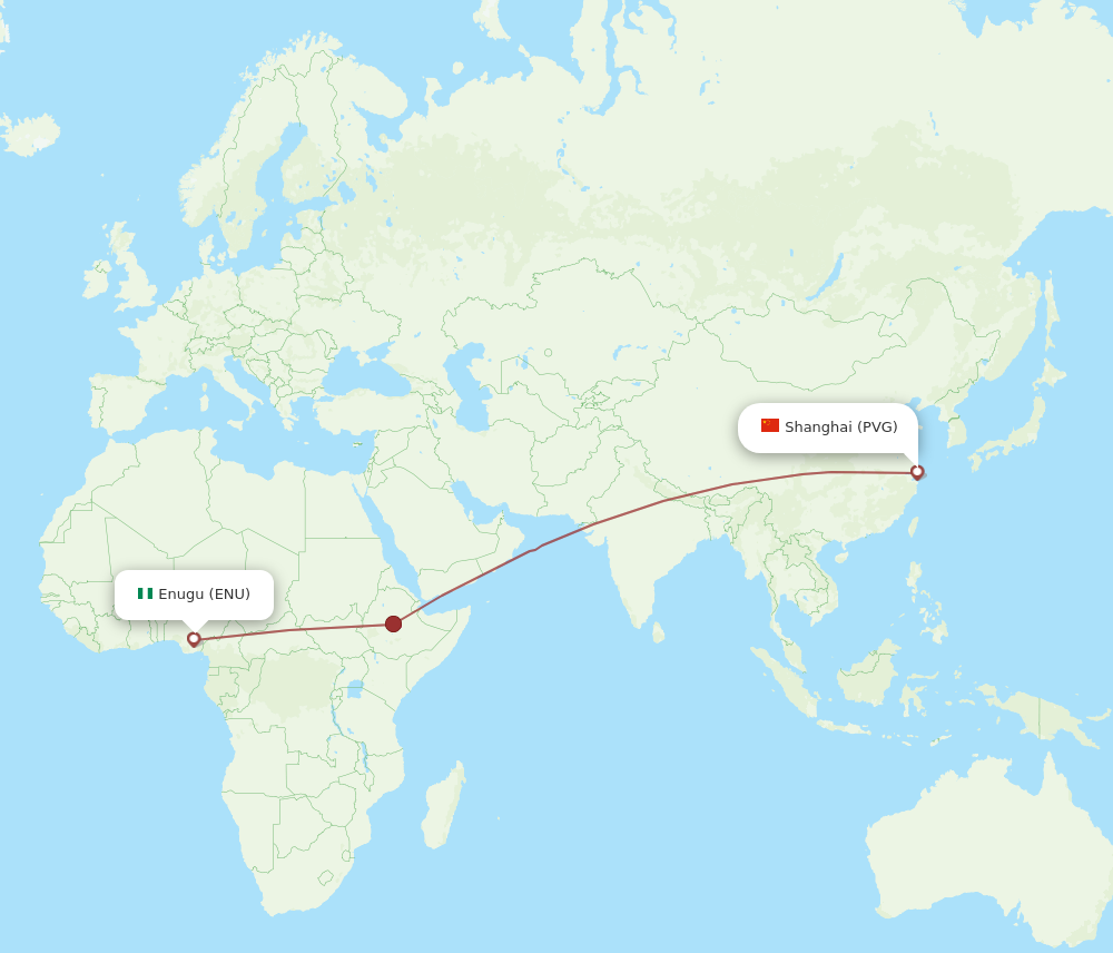 PVG to ENU flights and routes map