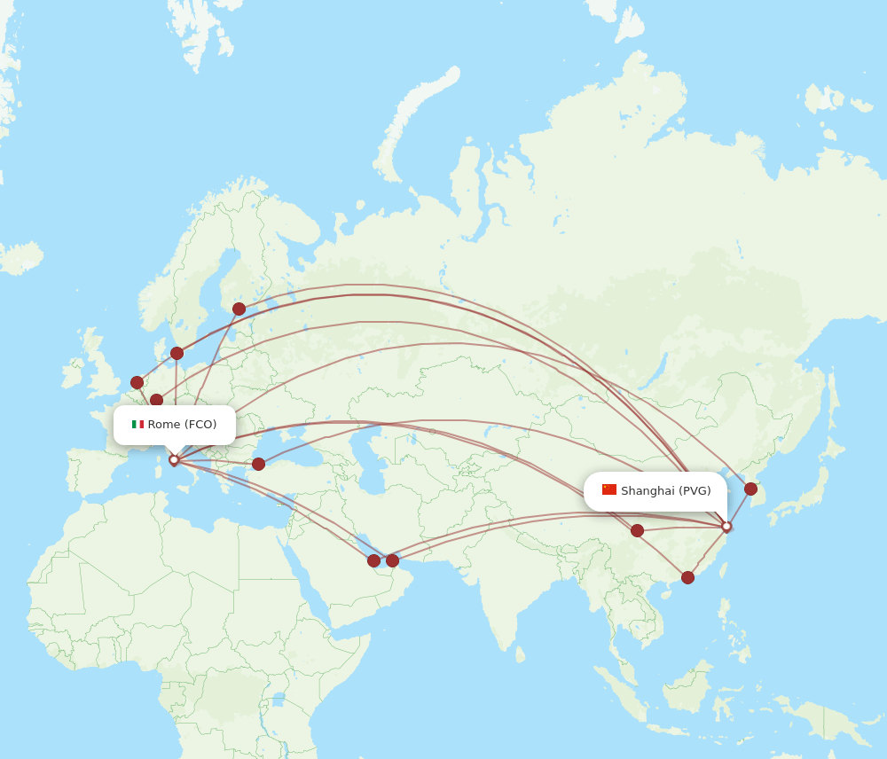 PVG-FCO flight routes
