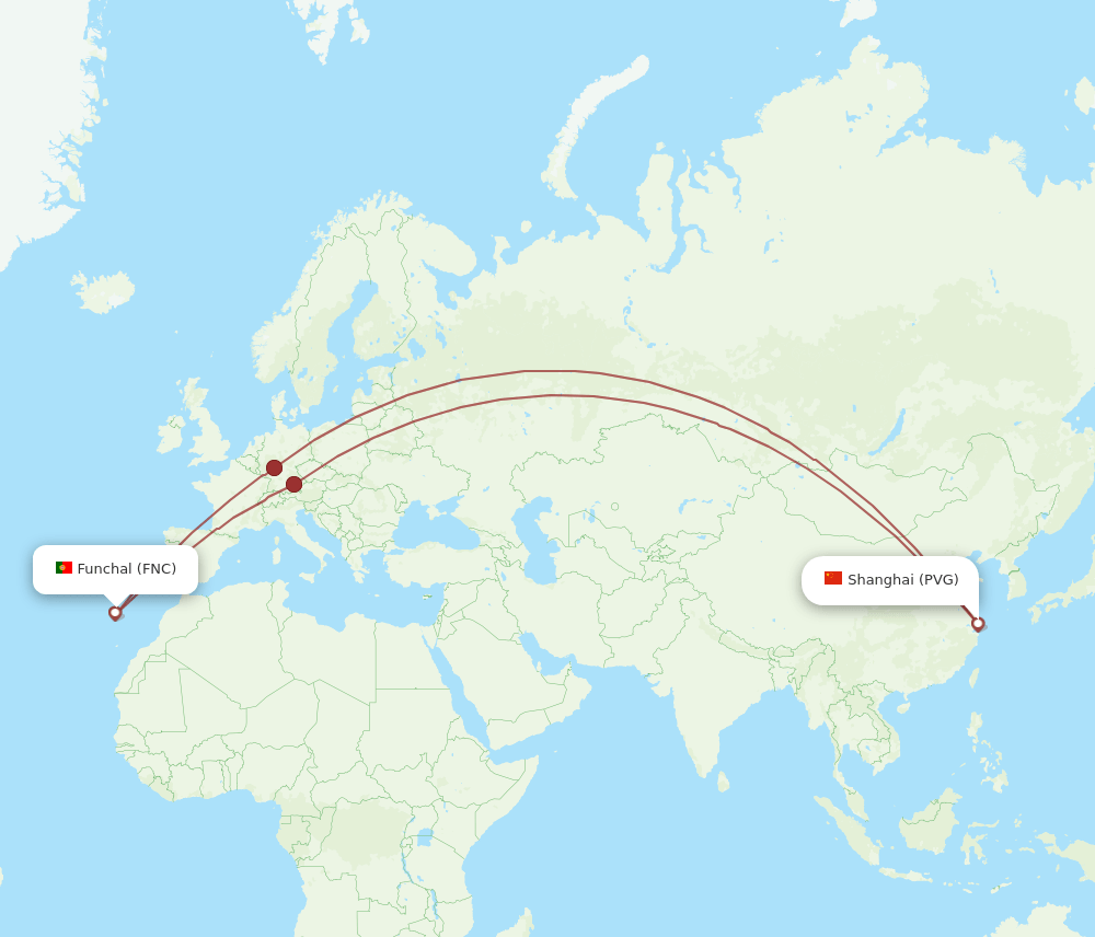 PVG-FNC flight routes