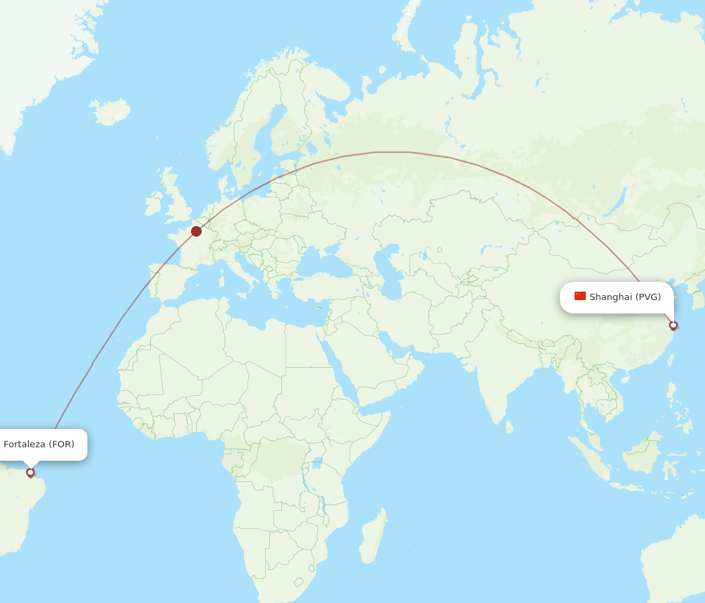 PVG to FOR flights and routes map