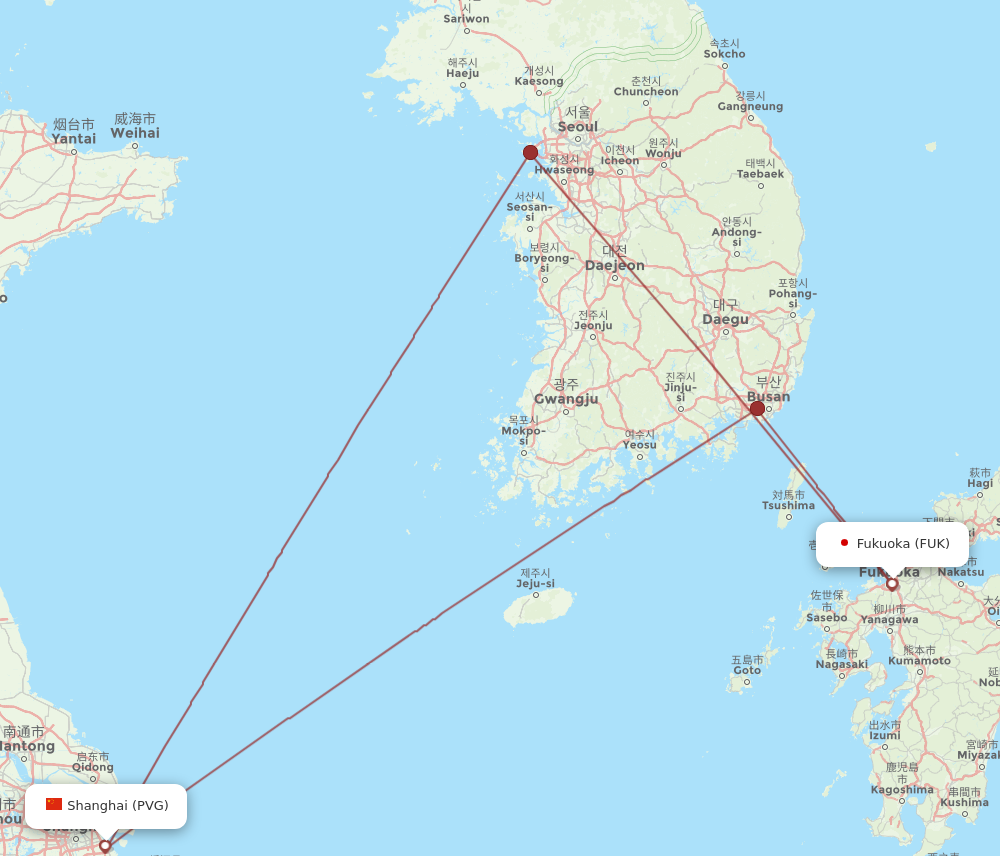 PVG to FUK flights and routes map