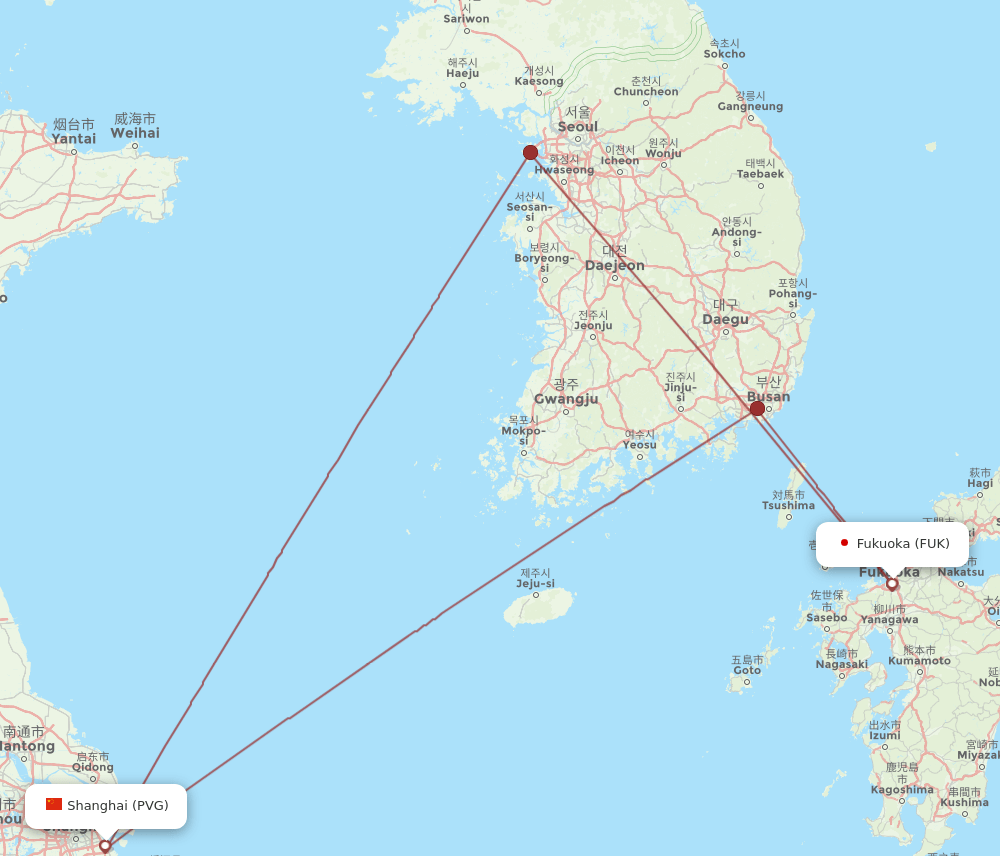 PVG-FUK flight routes