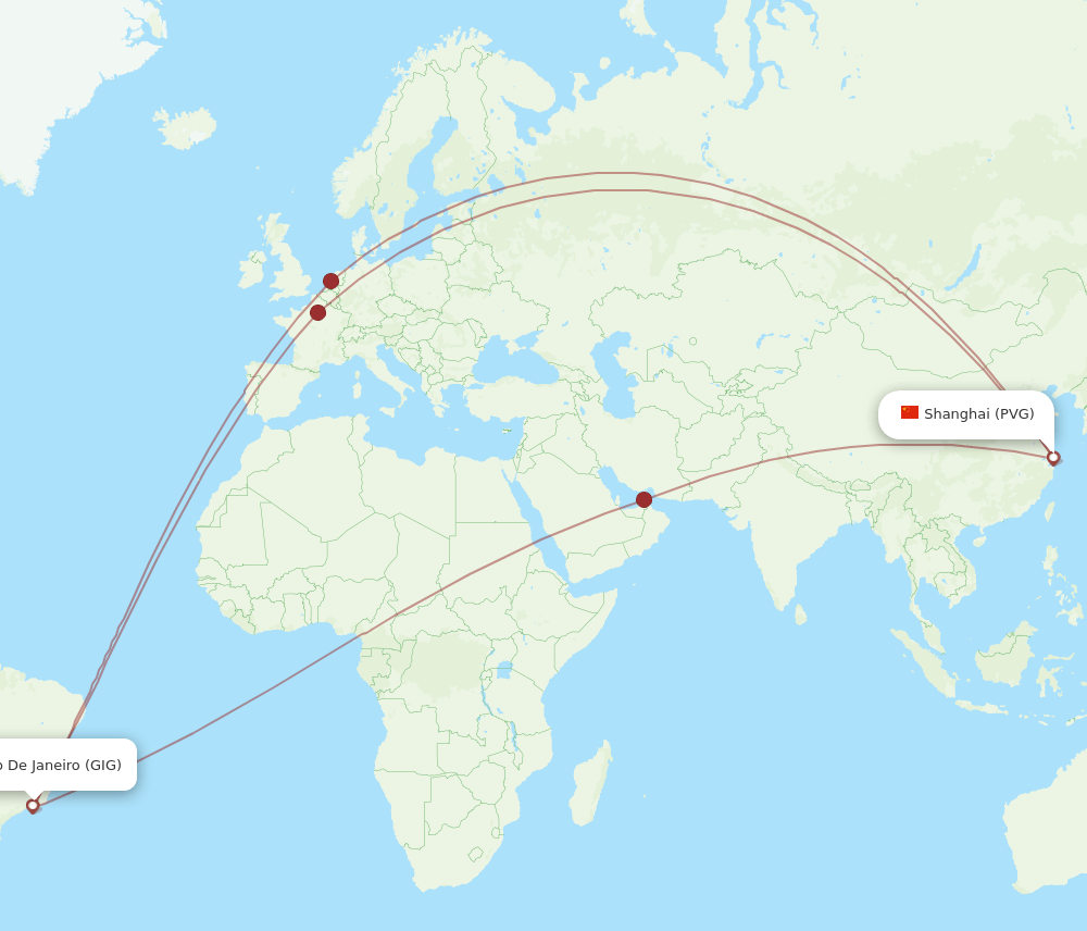 PVG-GIG flight routes