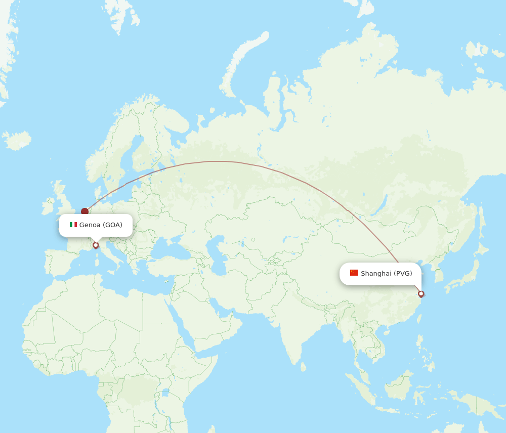 PVG-GOA flight routes