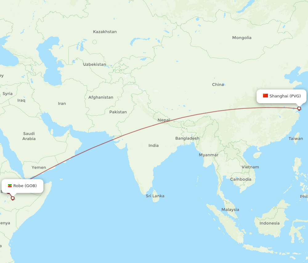 PVG-GOB flight routes