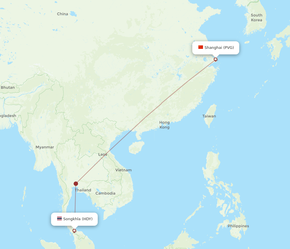 PVG-HDY flight routes