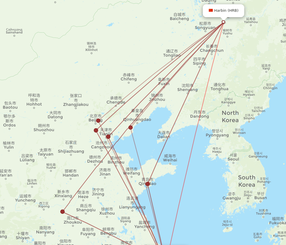 PVG-HRB flight routes