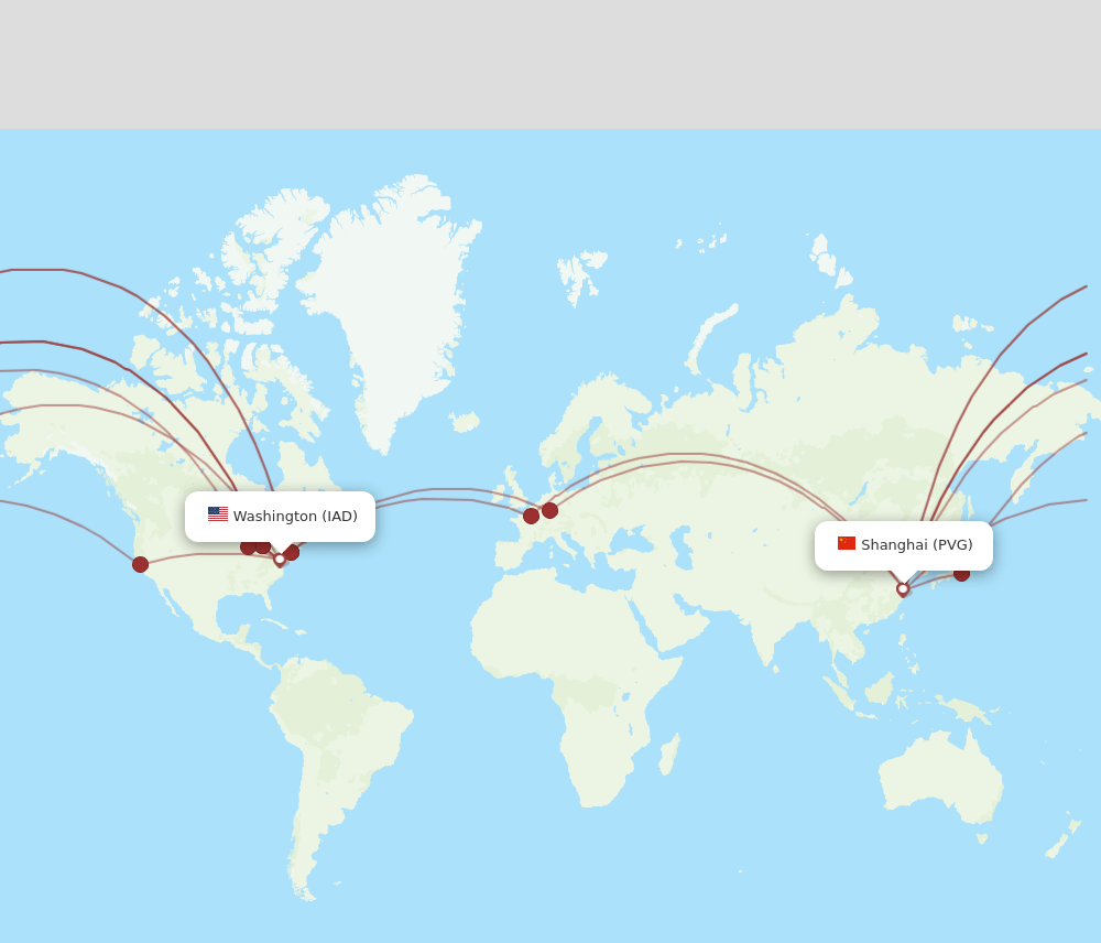 PVG-IAD flight routes