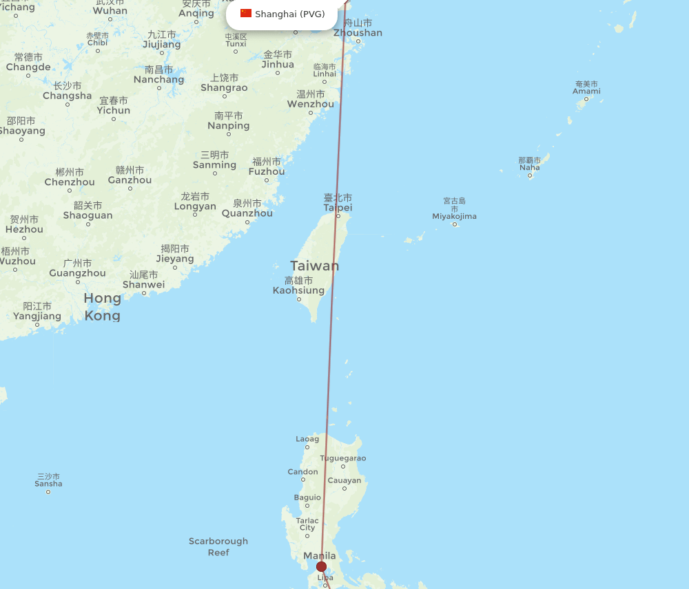 PVG-ILO flight routes