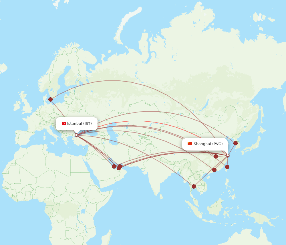 PVG-IST flight routes