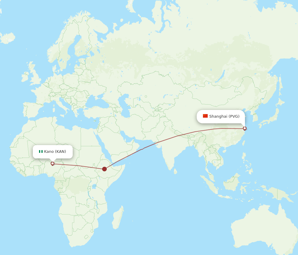 PVG-KAN flight routes