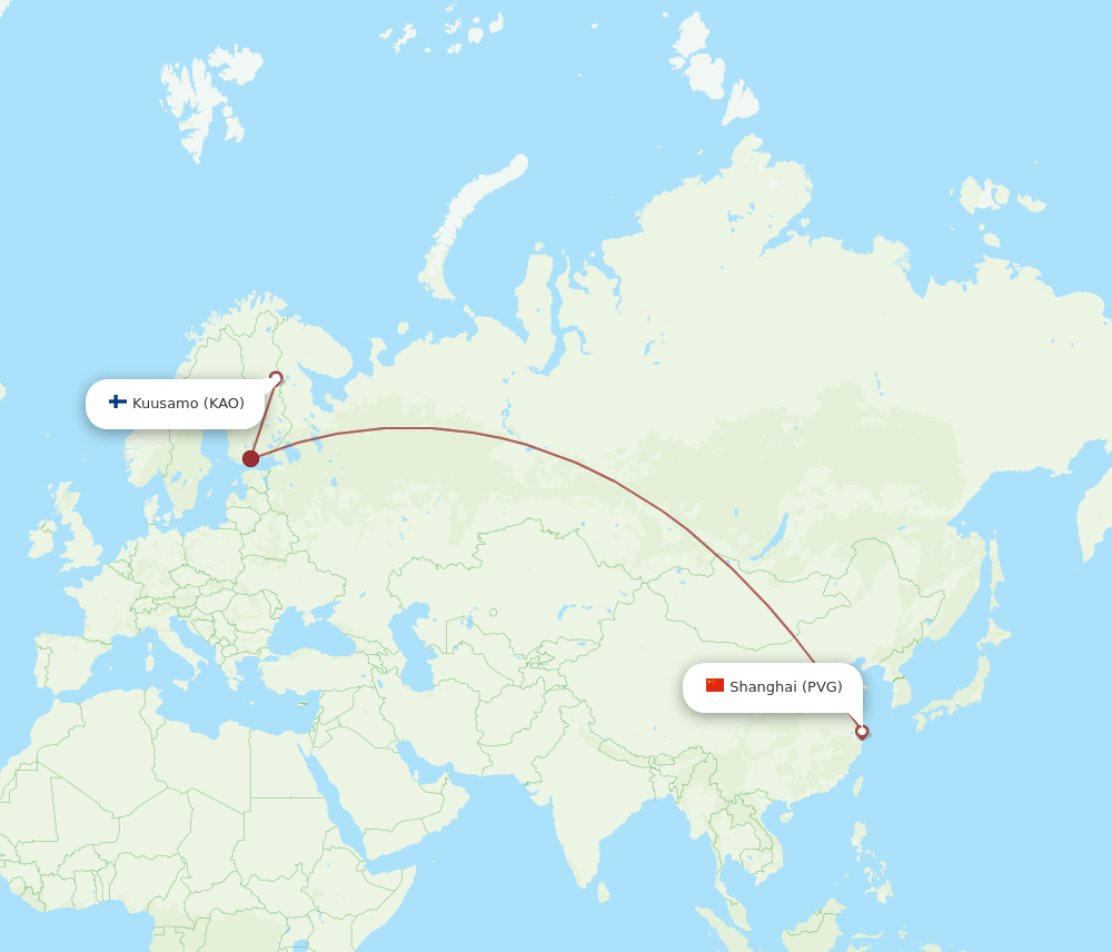 PVG-KAO flight routes