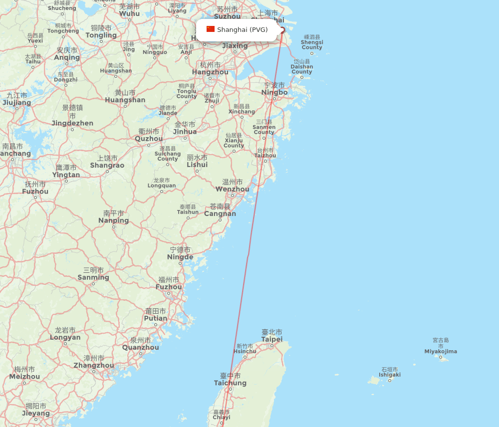 PVG-KHH flight routes