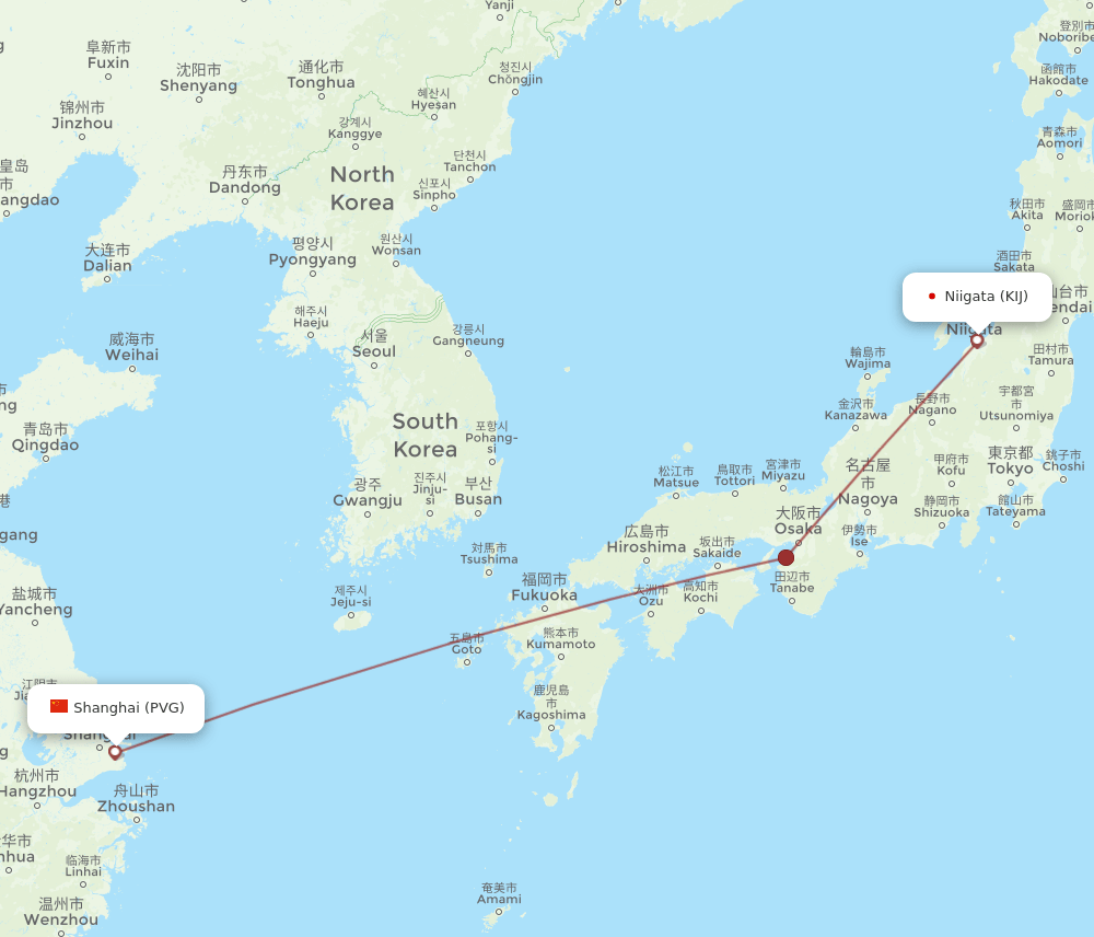 PVG-KIJ flight routes