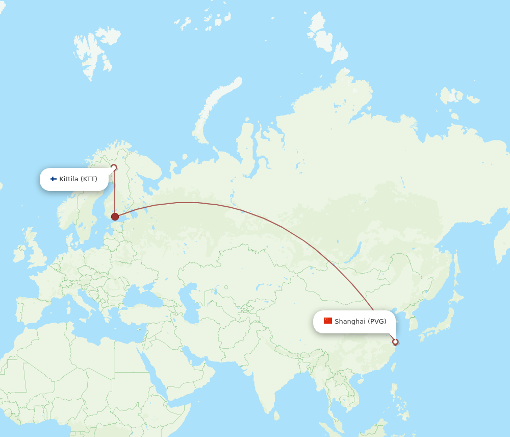 PVG-KTT flight routes
