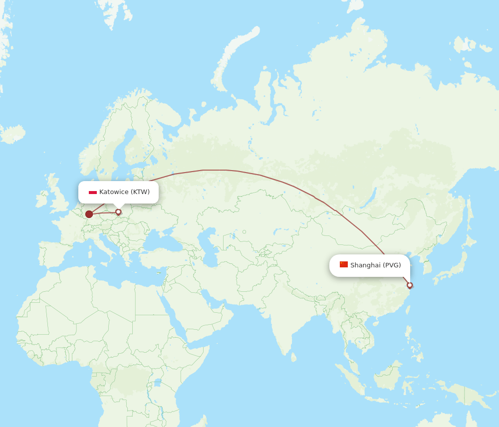 PVG-KTW flight routes