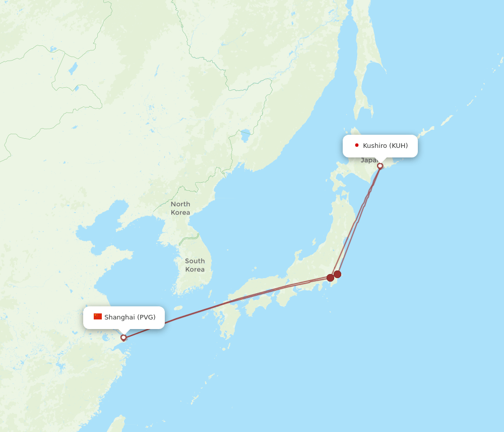 PVG-KUH flight routes