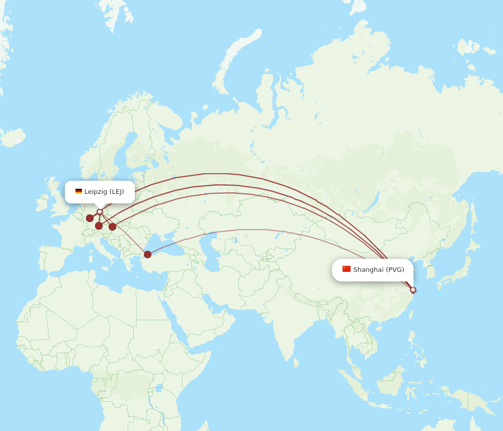 PVG-LEJ flight routes