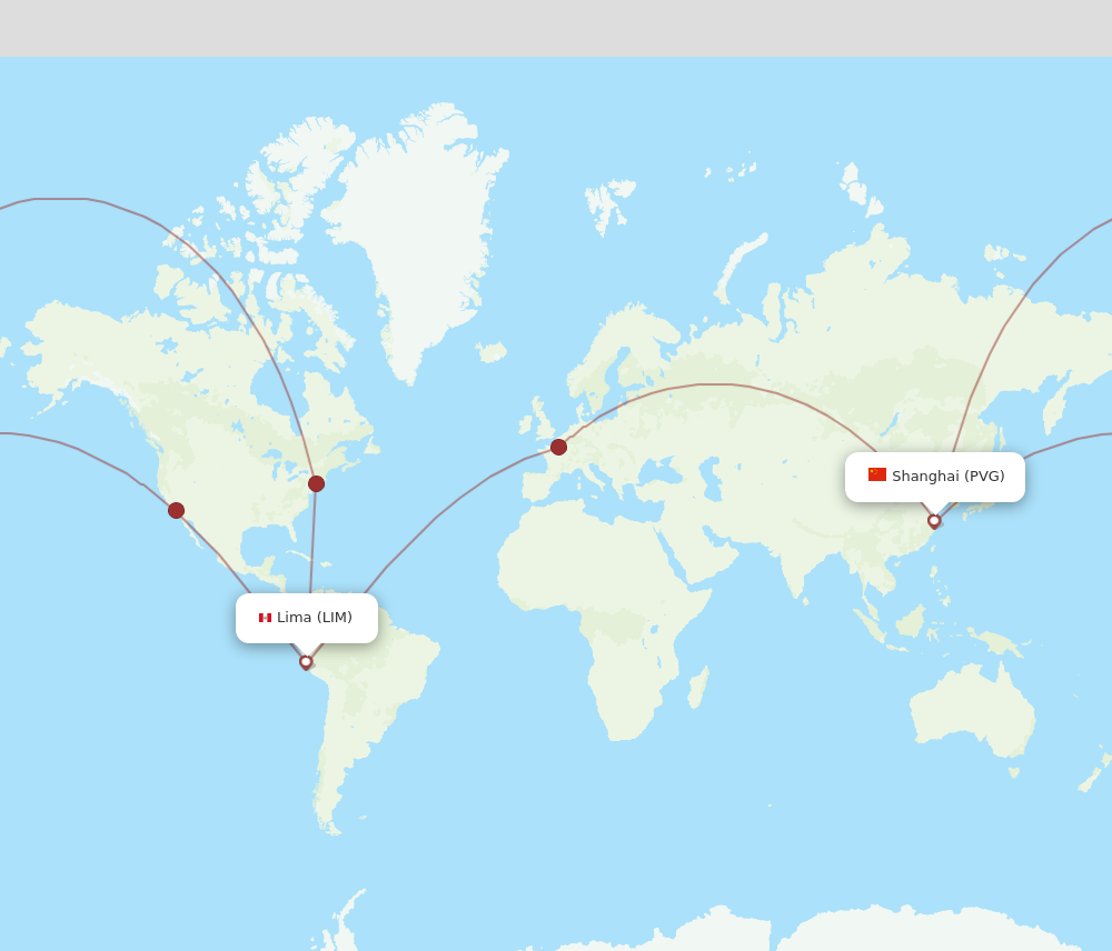 PVG to LIM flights and routes map