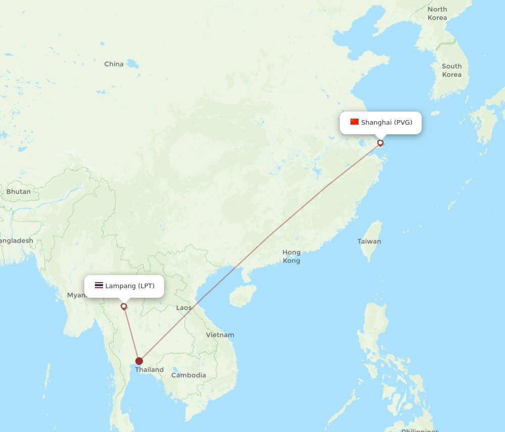 PVG to LPT flights and routes map