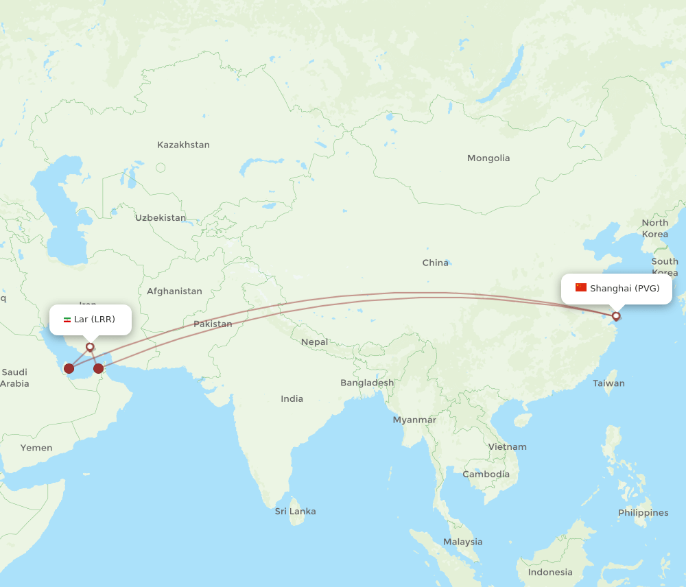 PVG-LRR flight routes
