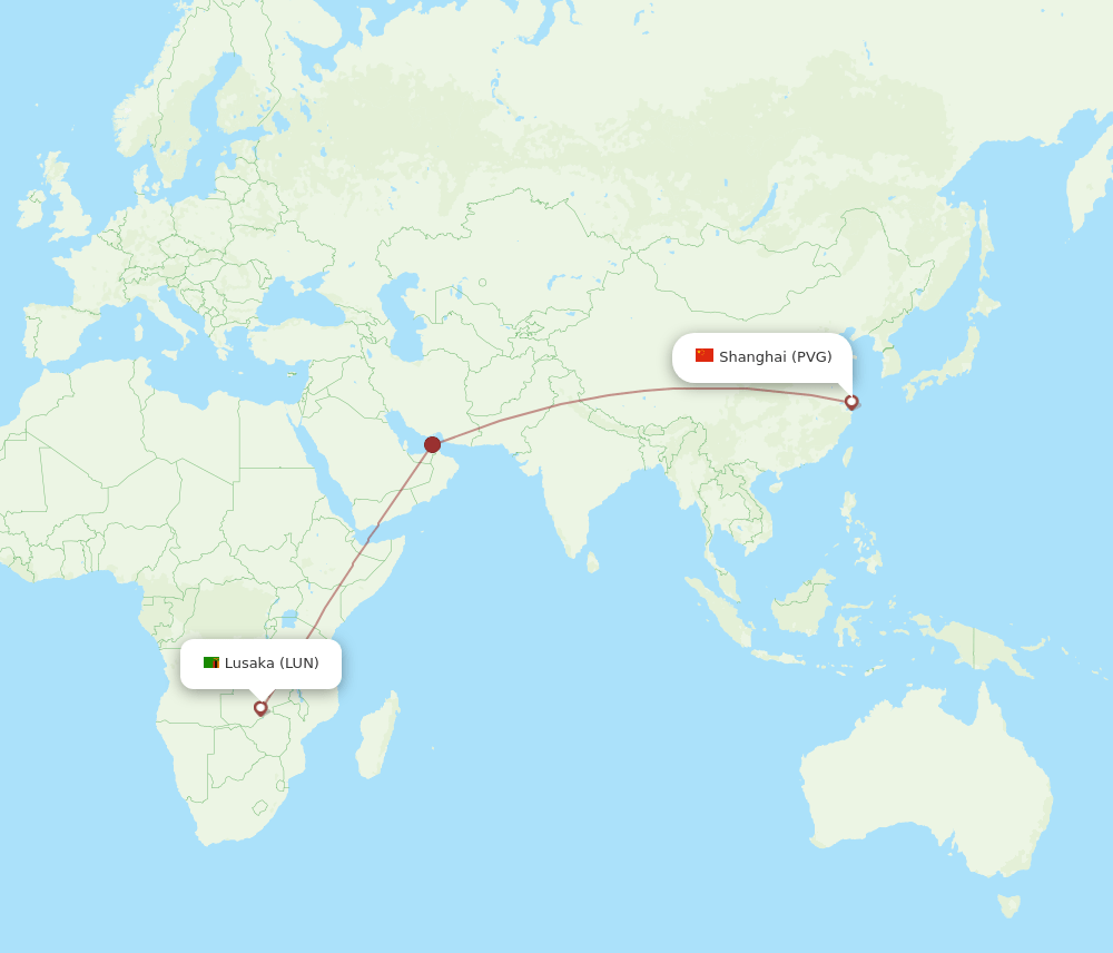 PVG-LUN flight routes