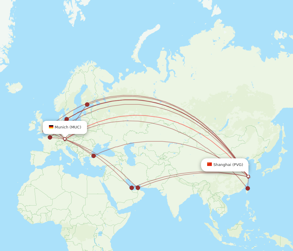 PVG-MUC flight routes
