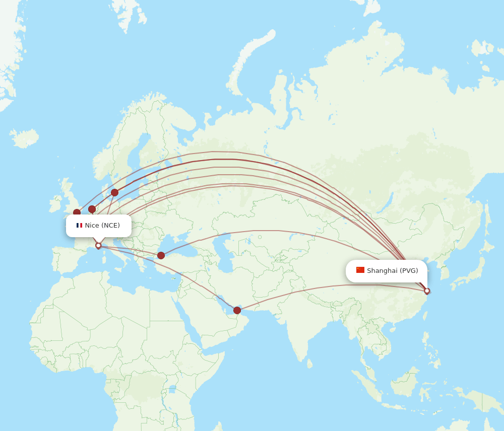 PVG-NCE flight routes