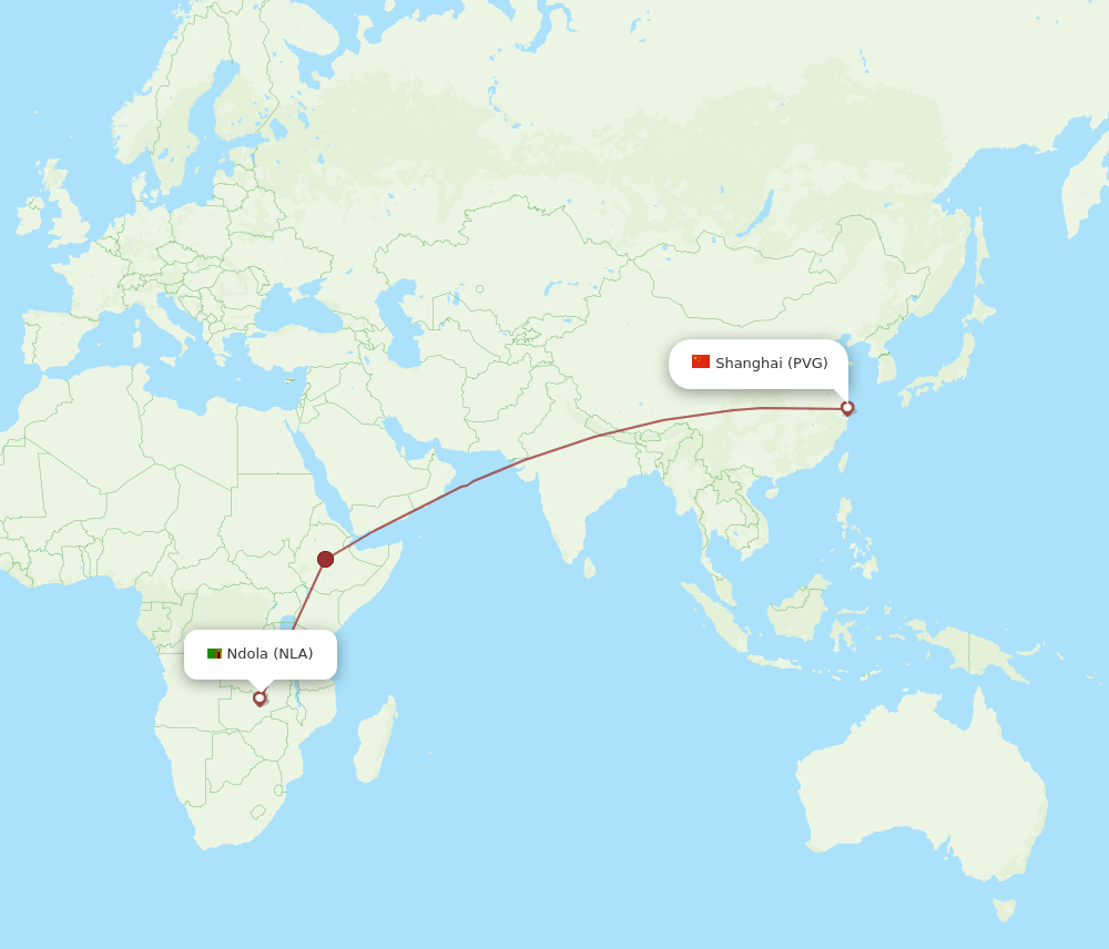 PVG-NLA flight routes