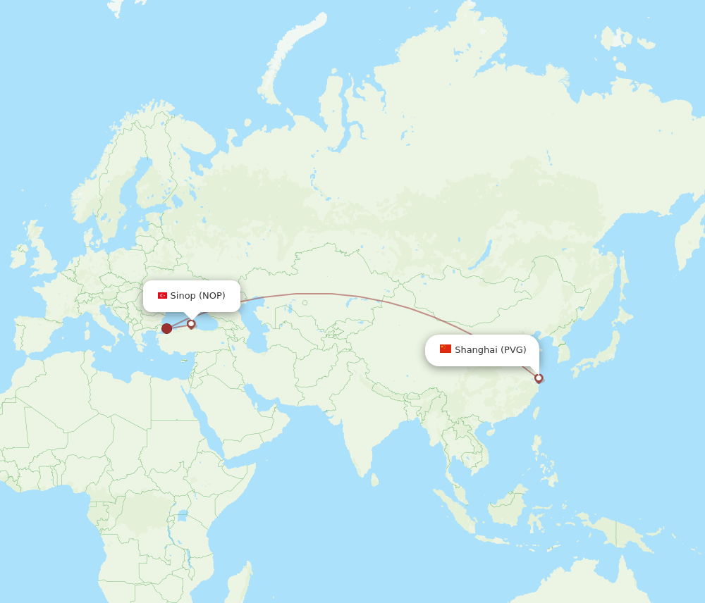 PVG to NOP flights and routes map