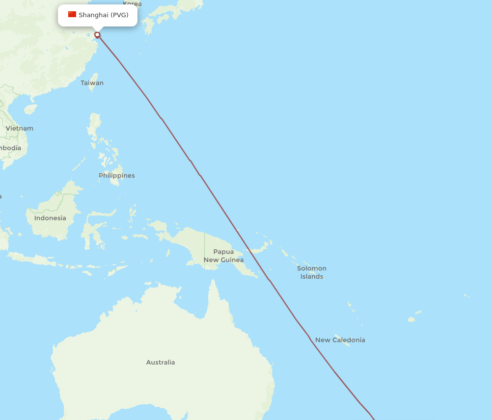 PVG to NPL flights and routes map