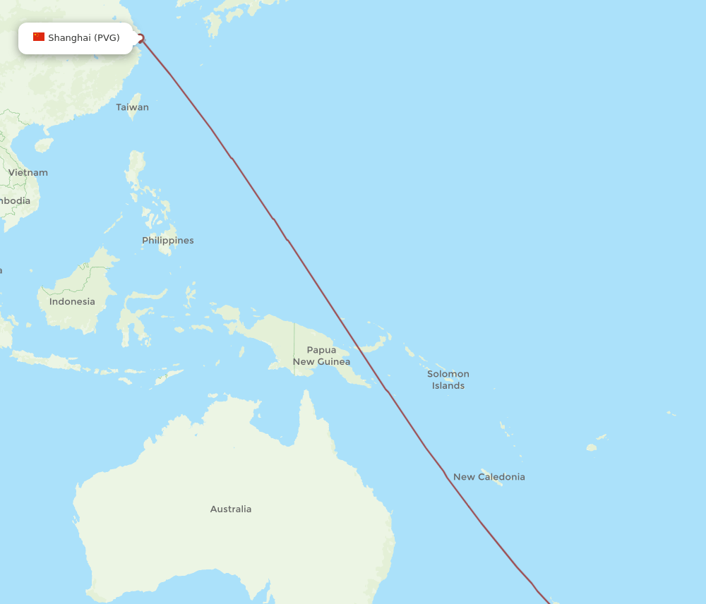 PVG-NSN flight routes