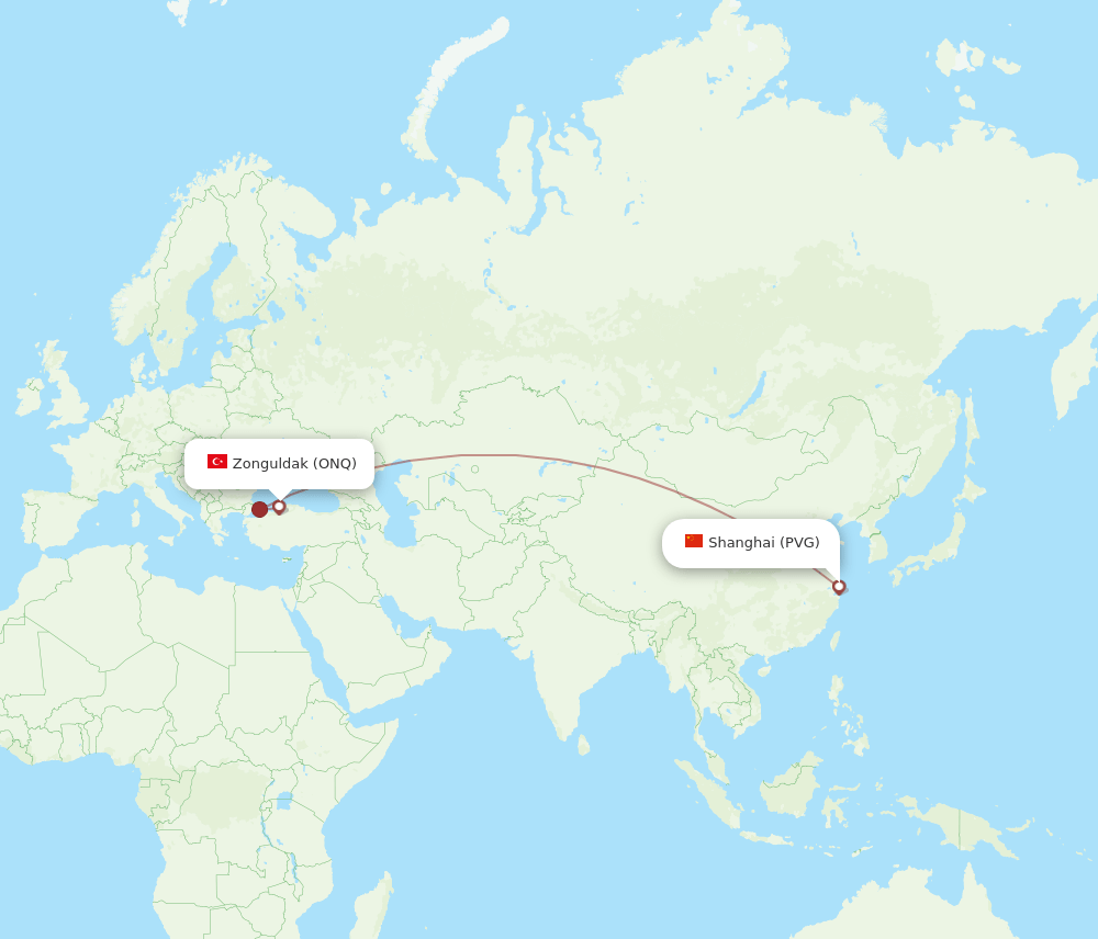 PVG-ONQ flight routes