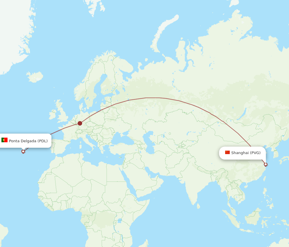 PVG-PDL flight routes
