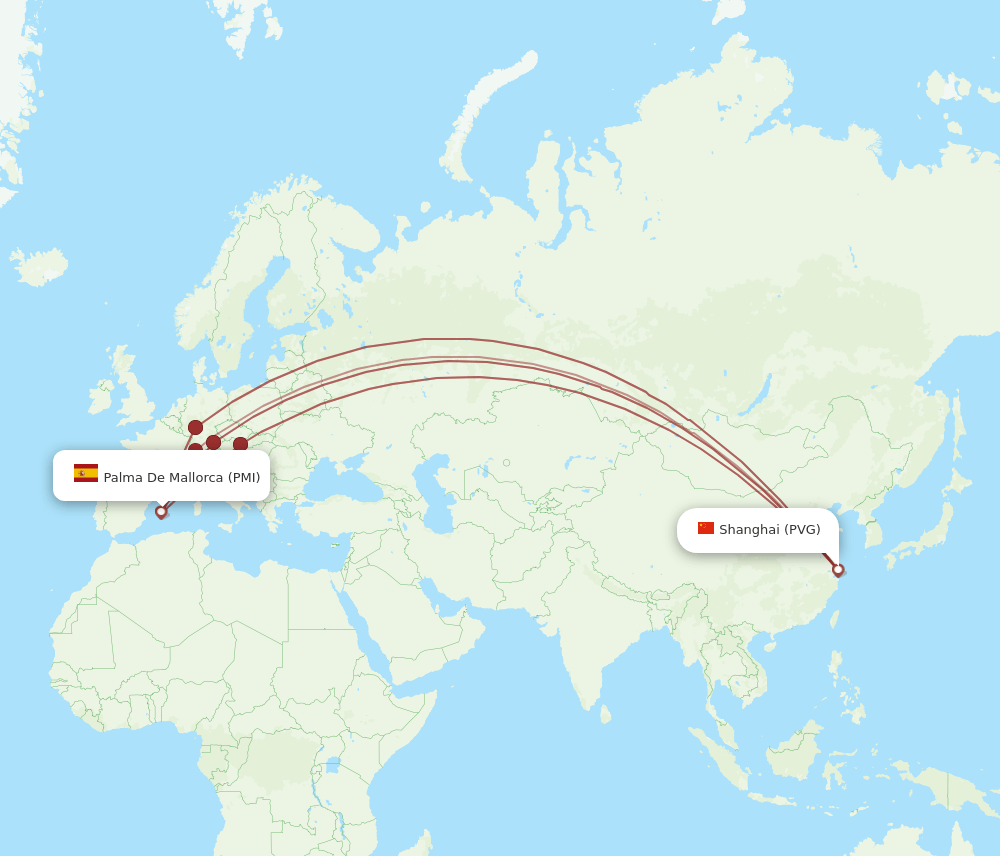 PVG-PMI flight routes