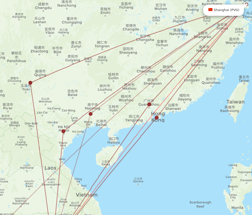 PVG to PNH flights and routes map