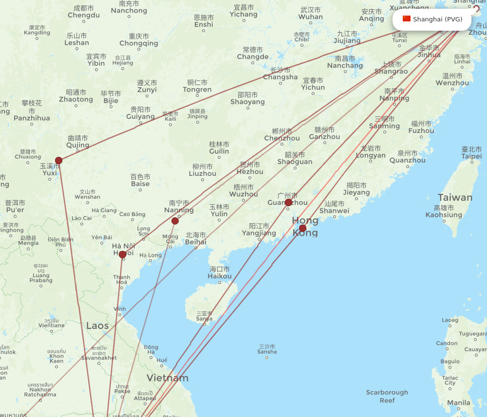 PVG to PNH flights and routes map