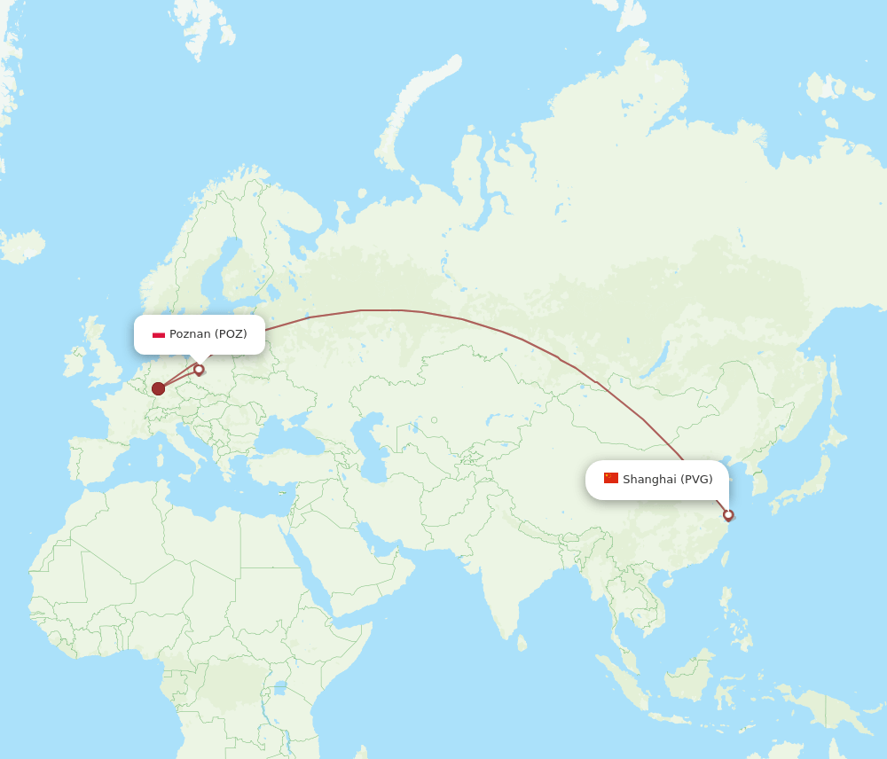 PVG-POZ flight routes